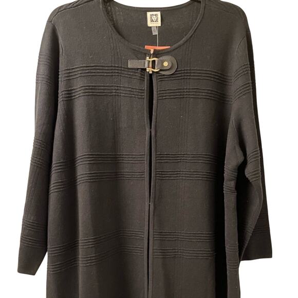 ANNE KLEIN Long Open Cardigan Faux Leather Clasp Size 3X New with Tag MSRP $129 - Picture 2 of 5